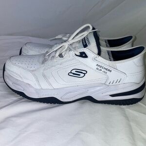 Skechers Men's White and Navy Athletic Shoes